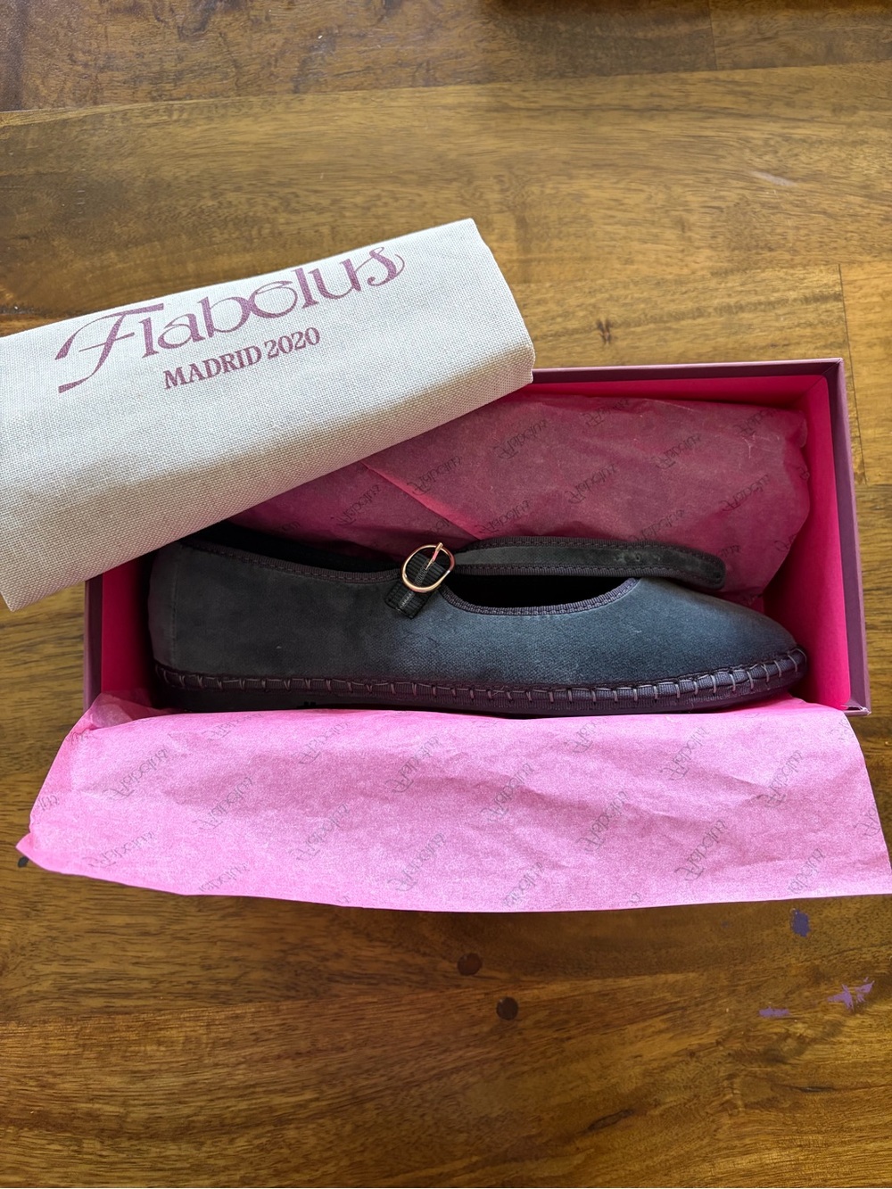 Women's greyish blue Suede Mary Jane Flat size 11 brand new never been worn.